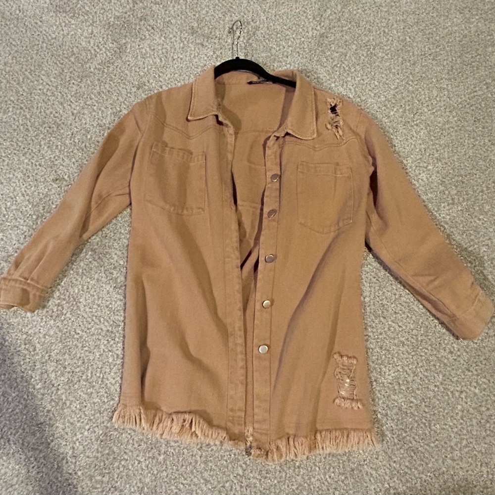 Jean Jacket Button Down With Design On Back - image 2